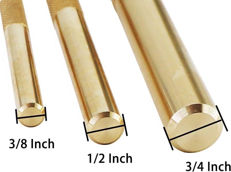 Tektall 61360 Brass Drift Punch Set, 3/4-Inch 1/2-Inch 3/8-Inch 3/4'' 1/2'' 3/8'' Hand Tool Punches Tools for Home use - Image 3